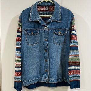Northcrest‎ Denim Jacket with Multicolor Sweater Back - 4x